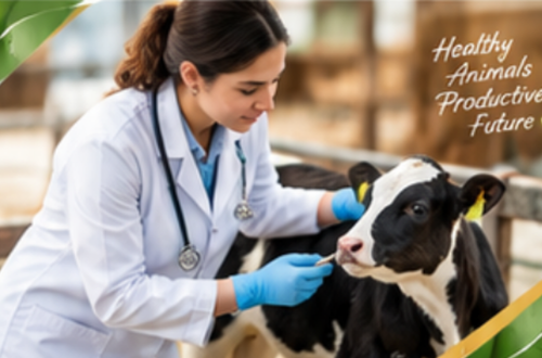 Veterinarian caring for a cow